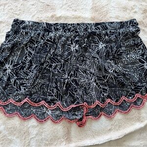 Mossimo Supply Co. Black and White Leaf Print Shorts with Pink Trim